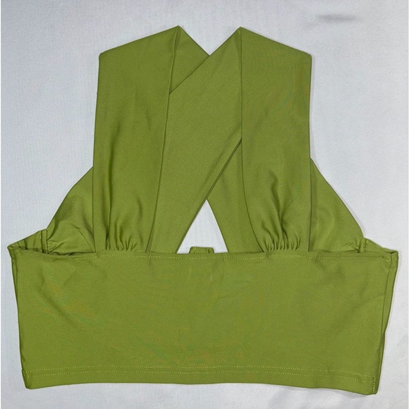 CROSS WRAP GREEN CROP TOP - Picture 4 of 4
